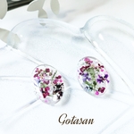 秋色 ボルドー お花 レジン イヤリング/ピアス