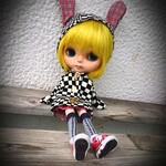 ●ブライス用のミニ丈コート 子ウサギの耳付12