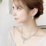 ◇ネックレス＆ピアスorイヤリング◇ウェディング アクセサリー セット ブライダル　シルバー　19