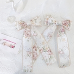(beige) 薔薇柄のお上品リボン　ポニーフック