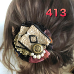No.413 クラシカル エレガントな ポニーフック ヘアクリップ ブローチ ピン ハットピン