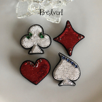 ビーズ刺繍のブローチ　-トランプ　ハート/スペード/ダイヤ/クローバー-