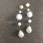 【再入荷】4pcs★classy pompon branch（ビッグパール ポンポン ロングチャーム）