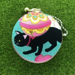 黒猫ちゃんのマカロンポーチ☆５ｃｍ