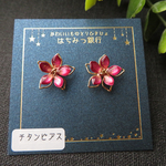 宇宙花ピアス（ゴールド・ローズ）