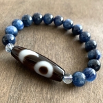 日月星天珠とカイヤナイト・ブルートパーズのブレスレット