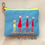 刺繍マスク入れ みつあみ姉妹