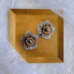 shabby chic flower【くすみブルー&ブラウン】イヤリング/ピアス