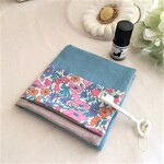 数量限定*大人乙女のちょっと上品なパッチハンカチ*Liberty flower*リバティフラワー*カラフルフラワー*colorful*ココアブラウン*ターコイズブルー