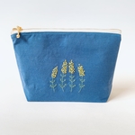 ミモザ 刺繍 ファスナー ポーチ