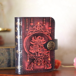 【赤黒色】猫と彼岸花の洋古書風カードケース
