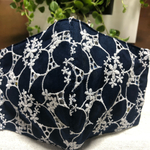 立体型マスク  華やかな刺繍のコットンレース全４色