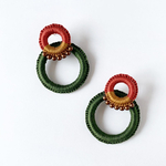 overlap khaki  ベイクドカラー　カーキ　リング　大ぶり　ビーズ刺繍 ファー 金属アレルギー対応