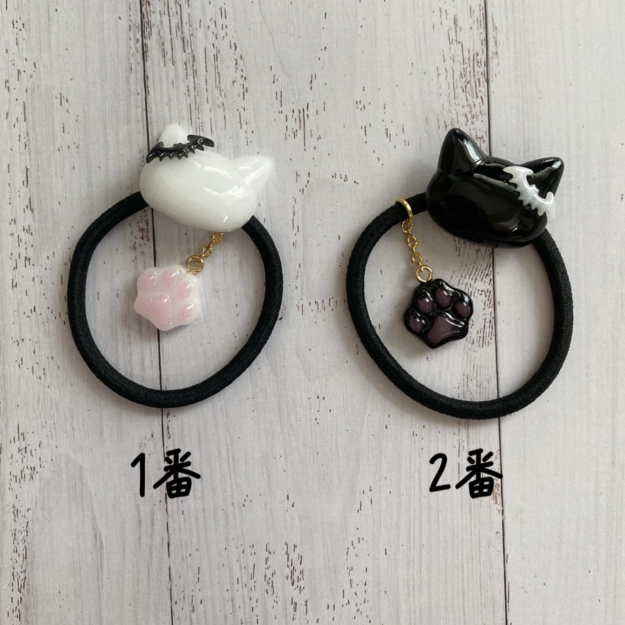 シンプルデザイン ハロウィン猫ちゃんレジンヘアゴム