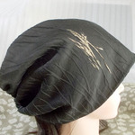 難有難隠し 帽子 32*62 アクセント 縫取り刺繍 キャップ 室内帽子 シルク ケア帽子 白髪隠し 軽い帽子 入院帽子 三角巾 日本土産 着物 ターバン Hand-made Kimono Cap