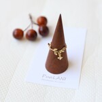 イスラエルのアネッタ～華奢なリーフＡ&ラインストーンスクエア♡リング♪