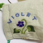 【メガネ専用】とろっとしたくもらないマスクカバー☆バイオレット刺繍☆国産ダブルガーゼ抗菌防臭☆AGフィルター付