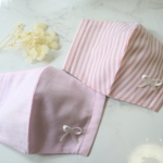 立体マスク　2セット　女の子　ストライプリボン