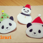 クリスマスパンダブローチ