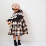 80～130㎝ 袖フリル ワンピース＊ コットンリネン＊ 子供服＊ キッズ＊ 受注製作  出産祝い
