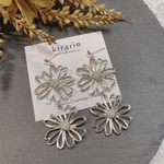 silver×2連Flower ピアス イヤリング