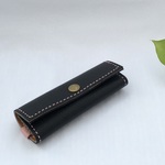 レザーキーケース④  黒×ピンク糸