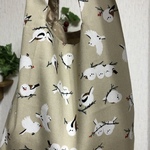 シマエナガのエコバッグ（レジ袋S）ベージュ