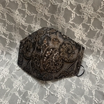 立体マスク  ペイズリー柄  黒茶× 裏ｼﾙｸ   
