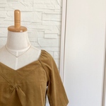 SALE フレンチコーデュロイ　ラグランブラウス　マスタード　check&stripe