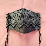お洒落かつ機能的　スカラップ刺繍レース秋冬立体マスク①