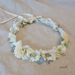 大人用 natural white & green 花かんむり（wide）ラッピング無料