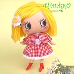 ☆THIERRY☆イーマリーちゃん着せ替えお洋服 赤ギンガムチェック　ボレロ、ワンピース、お花の髪留め