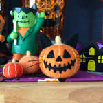 羊毛フェルト☆ハロウィン猫かぼちゃ置物⑤