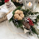 コットンフラワーのクリスマススワッグ（ブラウン）