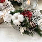 コットンフラワーのクリスマススワッグ（ホワイト）