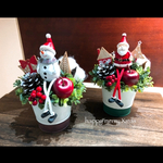 ルークくん様専用◇2020Xmas◇クリスマスアレンジメント◇足長スノーマンと木のプレゼント◇足長サンタと木のお家