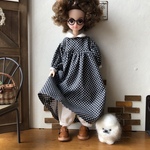 リカちゃん服＊レトロな丸襟ワンピース