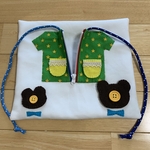 〈再販〉手作り・布・よくばり知育玩具・黄緑・星・くまちゃん