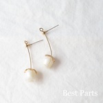 2pcs ピアスパーツ フラワー バラ ホワイト