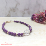 パープル 天然石 使用 ☆フォスフォシデライトと水晶のブレスレット☆