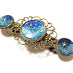 ☆３つの宇宙のバレッタ～宇宙塗りレジン～