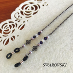 ‧✧̣̥̇‧✦‧大人シックなパープル色SWAROVSKIのメガネチェーン ‧✧̣̥̇‧✦ (オプションより選択でマスクチェーンとの2WAYに変更できます)