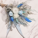 【限定1点】 プリザーブド バラ WHITE × BLUE スワッグ ブーケ