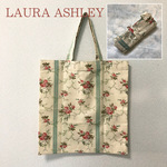お試し価格★LAURA ASHLEY 撥水加工エコバッグ ベージュ系バラ柄