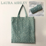 お試し価格★LAURA ASHLEY 撥水加工エコバッグ ブルー系ボタニカル柄