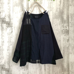 1点物♦cottonリネン＆BWダブルガーゼcottonいろいろパッチオリジナルブラウス