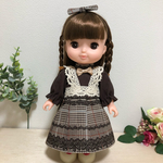 ソランちゃんメルちゃん茶色チェックワンピース