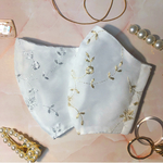 ゴールド シルバーの上品花刺繍 抗菌防臭加工 オーガニックコットン変更加【受注制作】