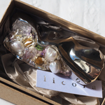 送料無料　天然パールと天然石のシルバーバレッタ 