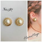 No.587 ❁¨̮ アンティークボタンピアス・イヤリング